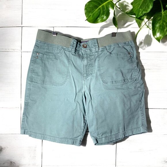 Gloria Vanderbilt Women's Stretch Waistband Shorts Size 12 Light Teal - Picture 1 of 3